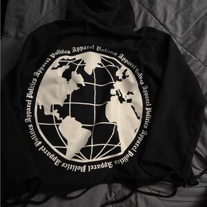 Black Hoodie with White Globe Design